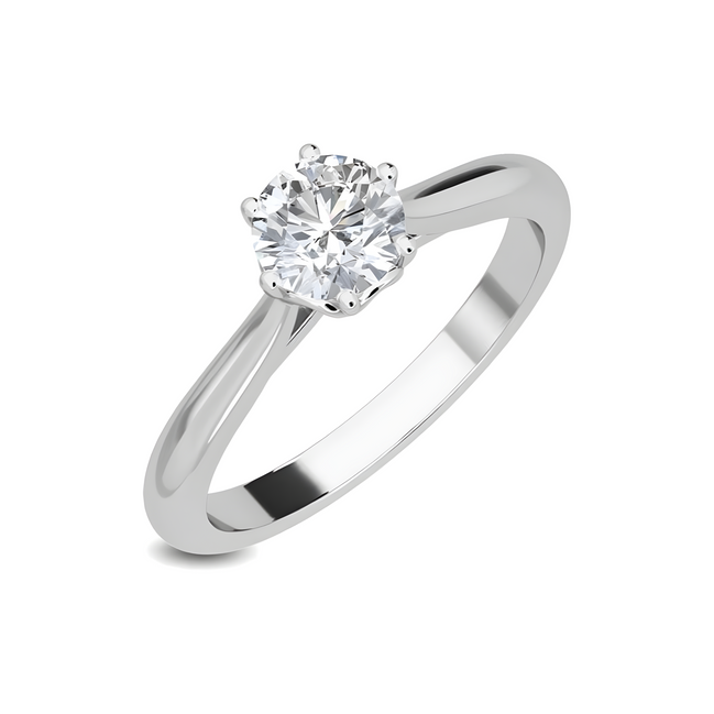 Sterling Silver Oval Cut Solitaire Engagement Ring