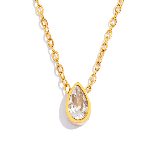 Gold Teardrop Pendant Necklace
