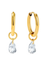 Huggie Hoop Earrings with teardrop Dangle
