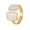 Gold Mother of Pearl Adjustable Open Band Ring