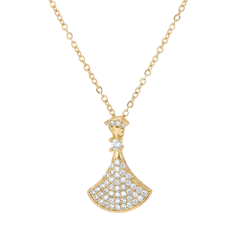 Gold Art Deco Fan Necklace