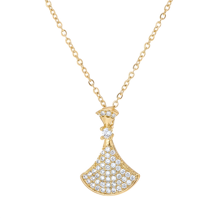 Gold Art Deco Fan Necklace