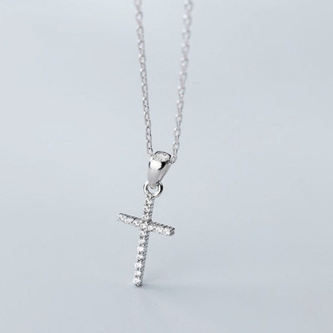 S925 Silver Full Diamond Cross Necklace