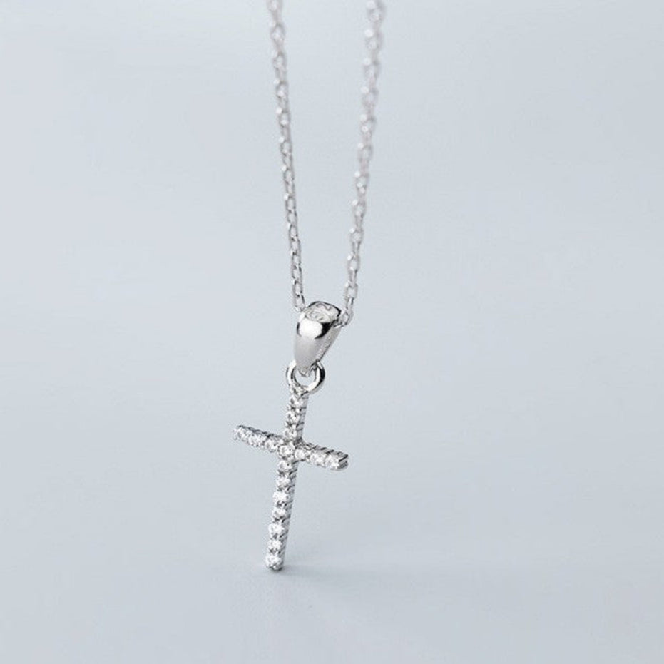 S925 Silver Full Diamond Cross Necklace