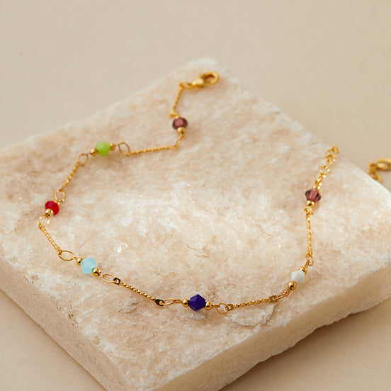 Gold Geometric Crystal Anklet for Women