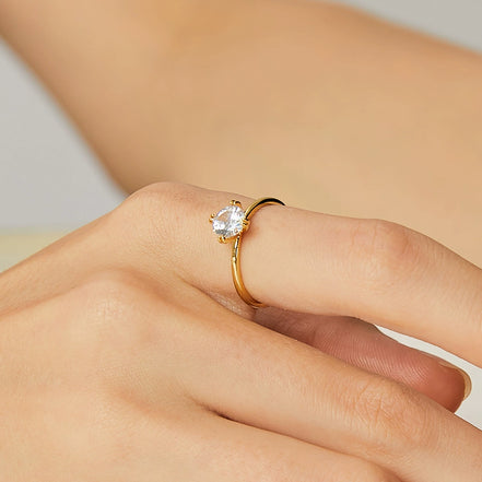 Minimalist Gold Solitaire Engagement Ring