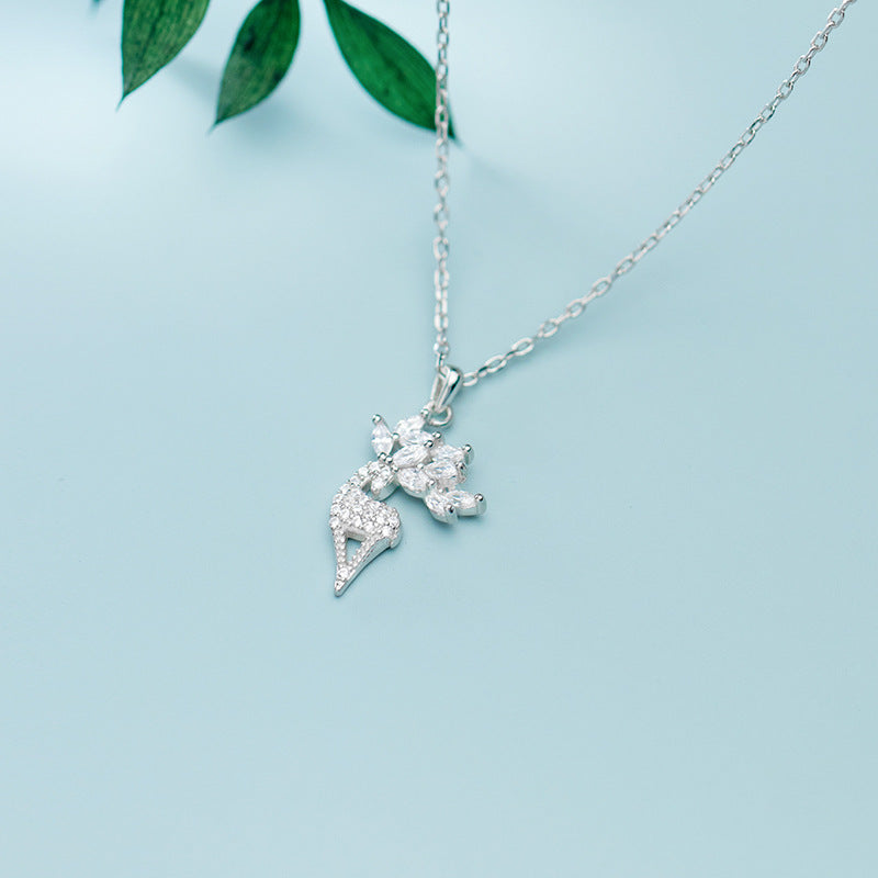 Sterling Silver Elk Diamond Necklace