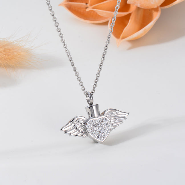 Heart Wings Diamond Ash Pendant