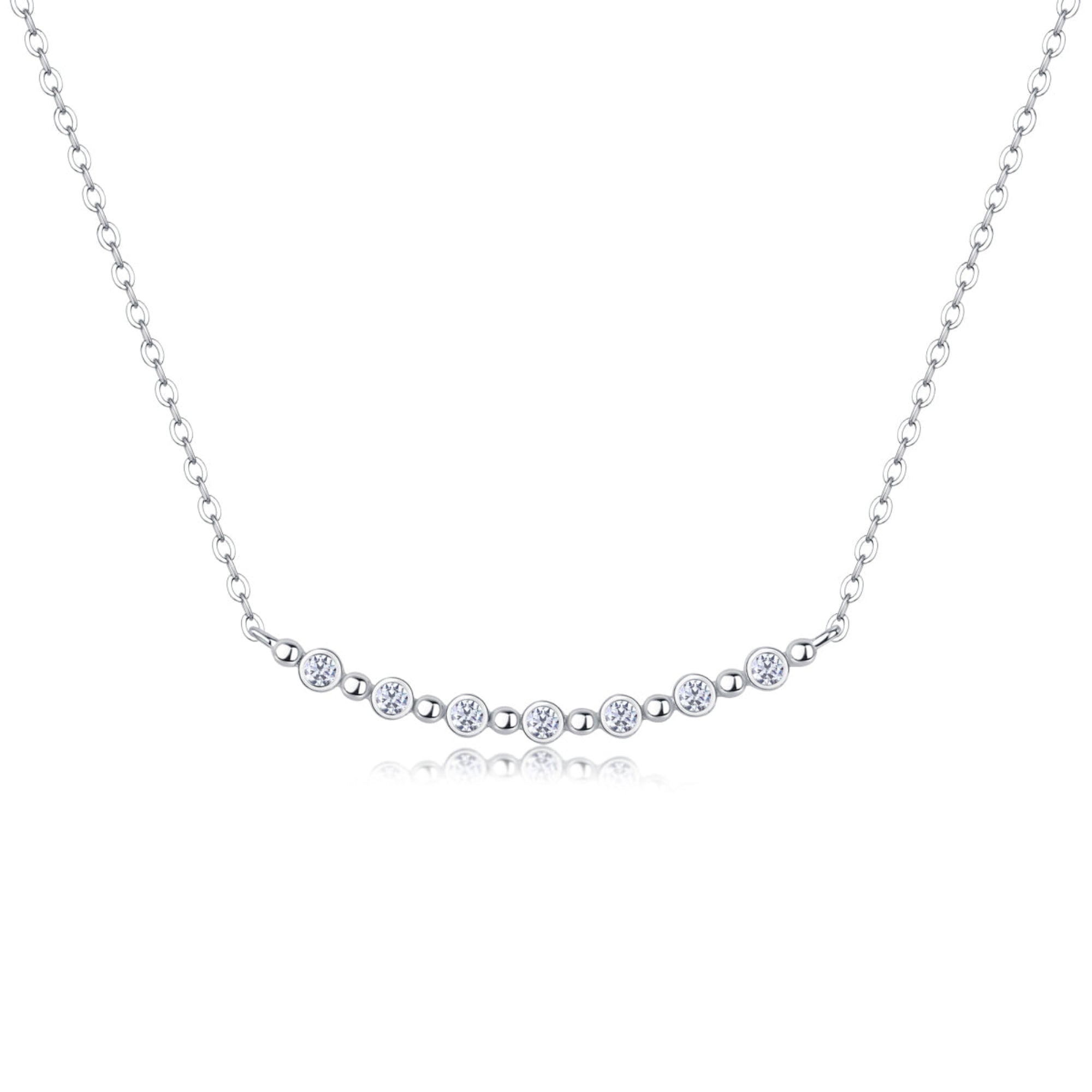 White Moon Stars Moissanite Necklace | Platinum-Plated S925 Silver