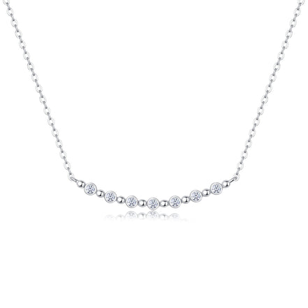 White Moon Stars Moissanite Necklace | Platinum-Plated S925 Silver