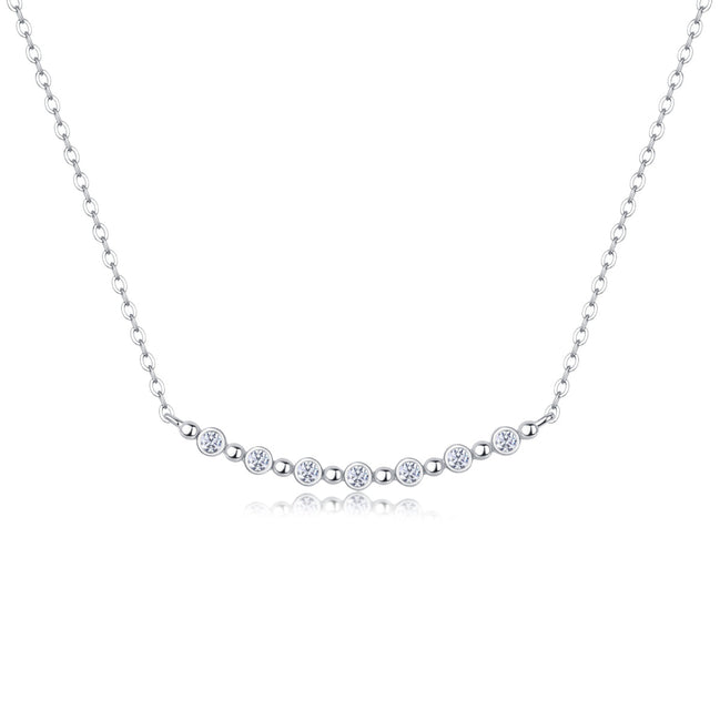 White Moon Stars Moissanite Necklace | Platinum-Plated S925 Silver