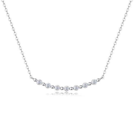White Moon Stars Moissanite Necklace | Platinum-Plated S925 Silver