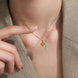 Ellipse Natural Stone Pendant Necklace | Gold Titanium Steel