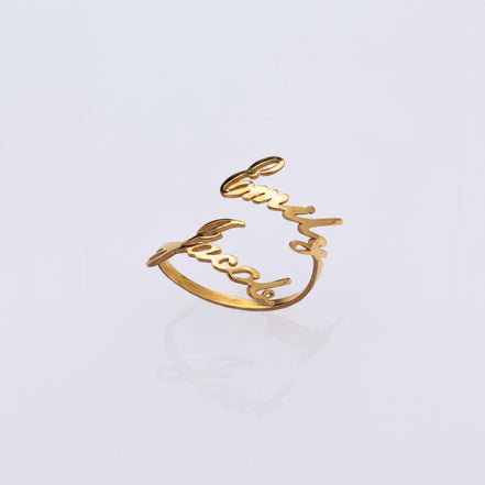 Customized Double Name Open Ring