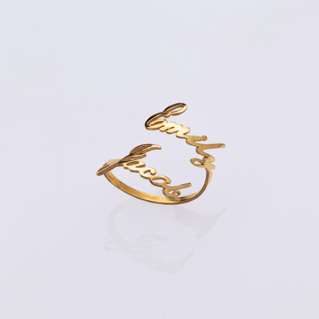 Customized Double Name Open Ring