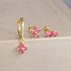 Gold-Plated Silver Ruby-Pink CZ Earring Set