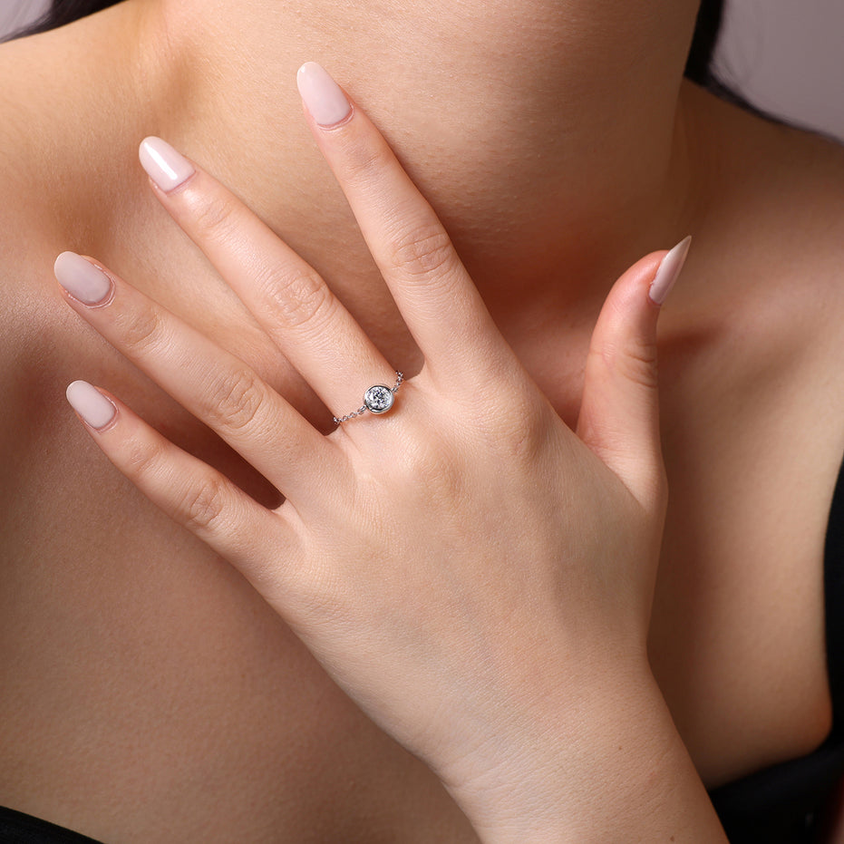 Geometric Morganite Ring | Platinum-Plated S925 Silver