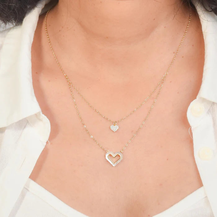 Gold Layered Double Heart Necklace