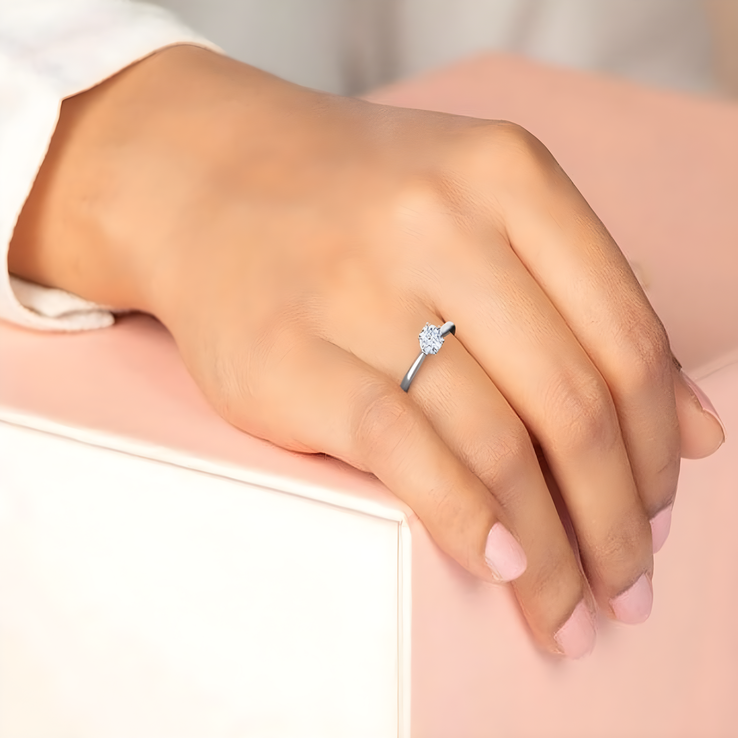 Sterling Silver Oval Cut Solitaire Engagement Ring