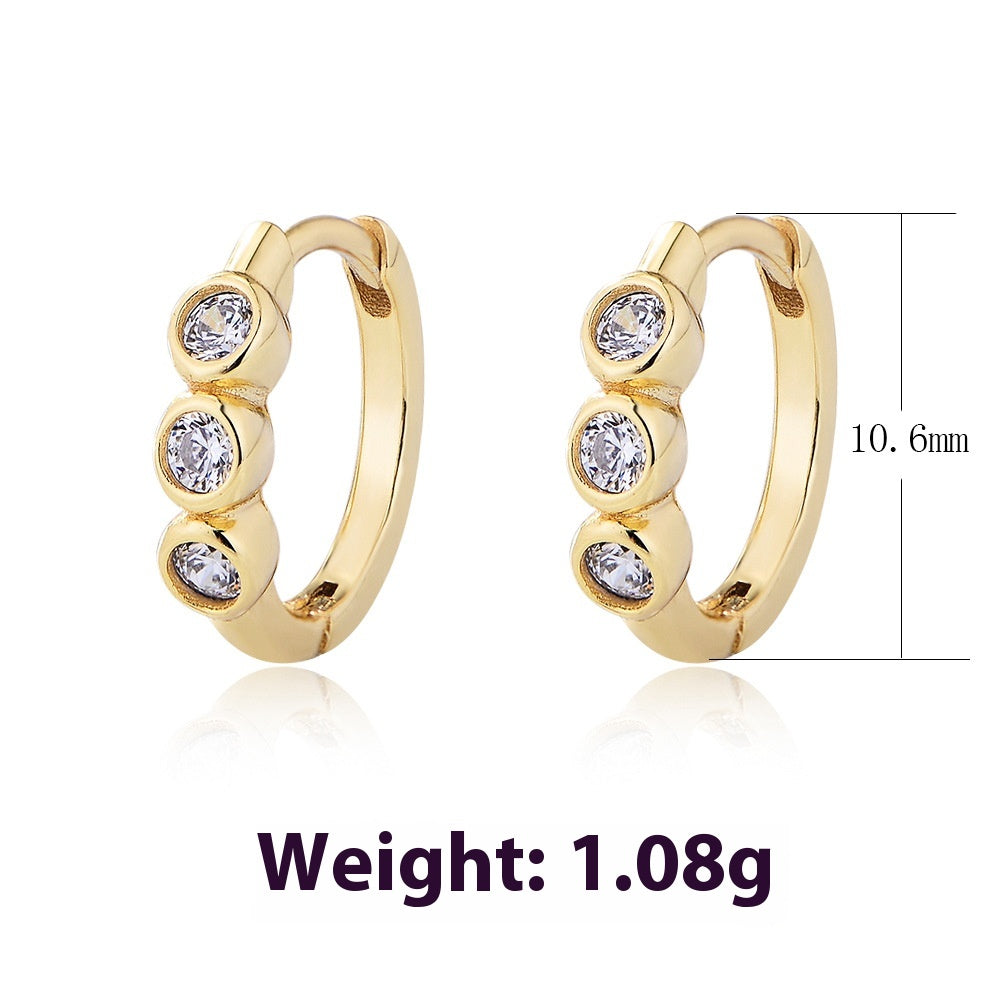 European & American Style Diamond C-Shaped Earrings