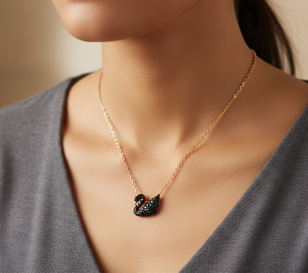 Crystal Swan Pendant Necklace