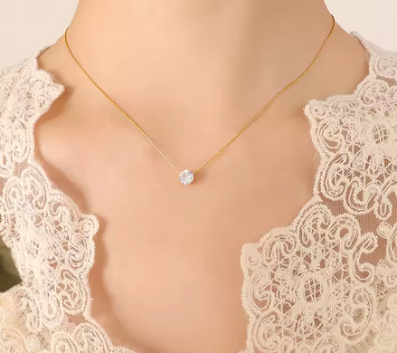 Solitaire Crystal Pendant Necklace
