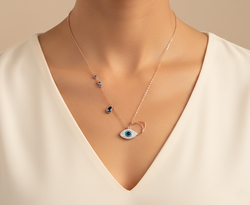 Rose Gold Crescent Pendant Necklace