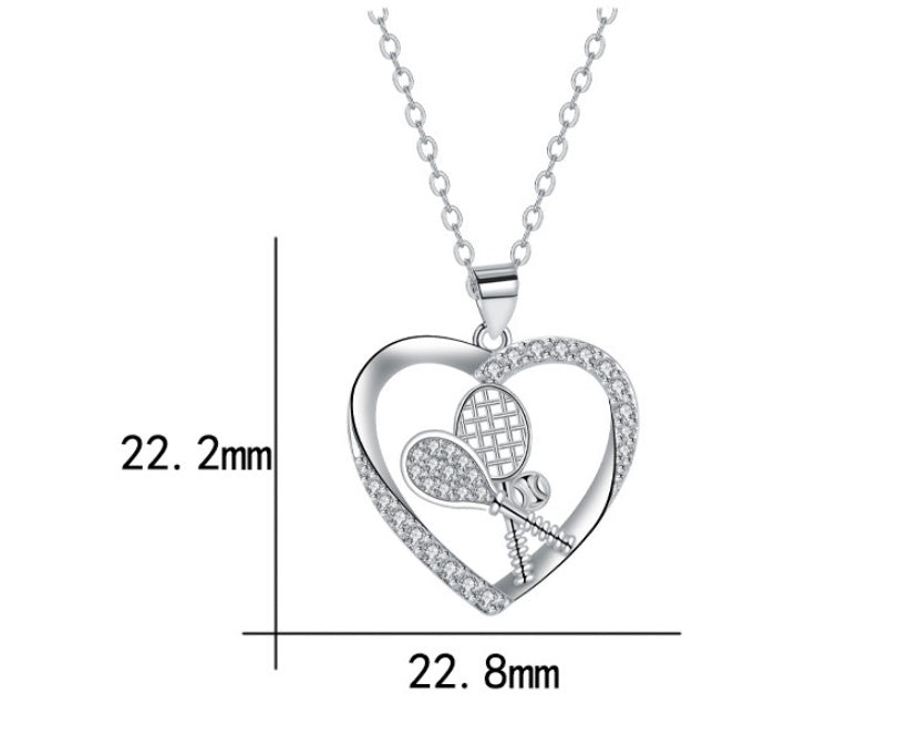 Fashion Tennis Rackets Pendant Necklace Chain