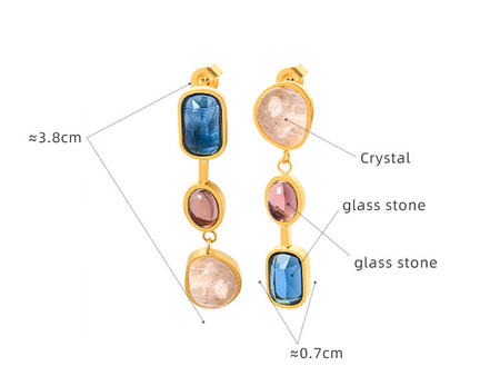 Crystal & Stone Drop Earrings for Women