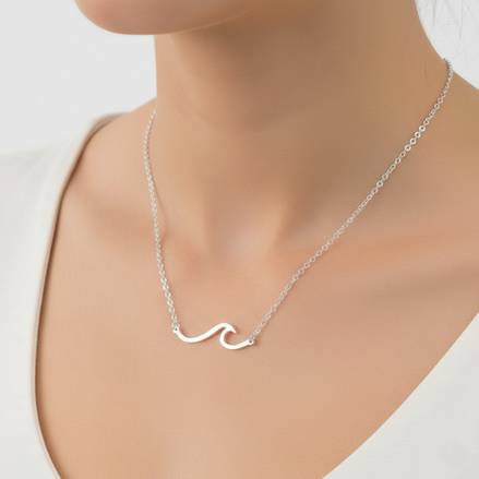 925 Sterling Silver Wave Necklace