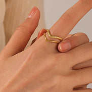 Textured Adjustable Cuff Gold Open Heart Ring