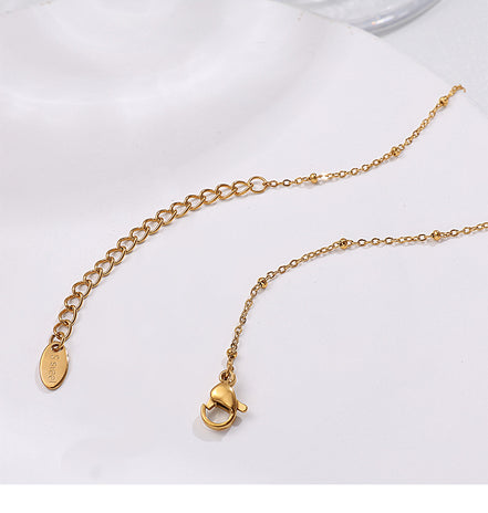 Ellipse Natural Stone Pendant Necklace | Gold Titanium Steel