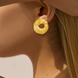 Textured Gold Circle Statement Earrings