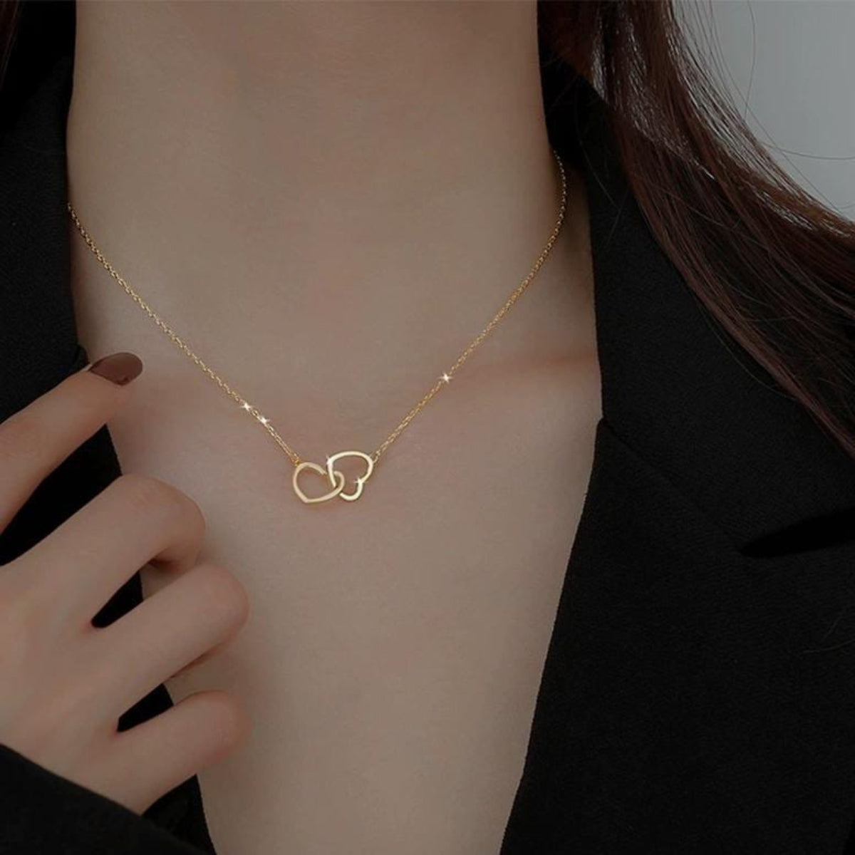 Double Heart Pendant Necklace