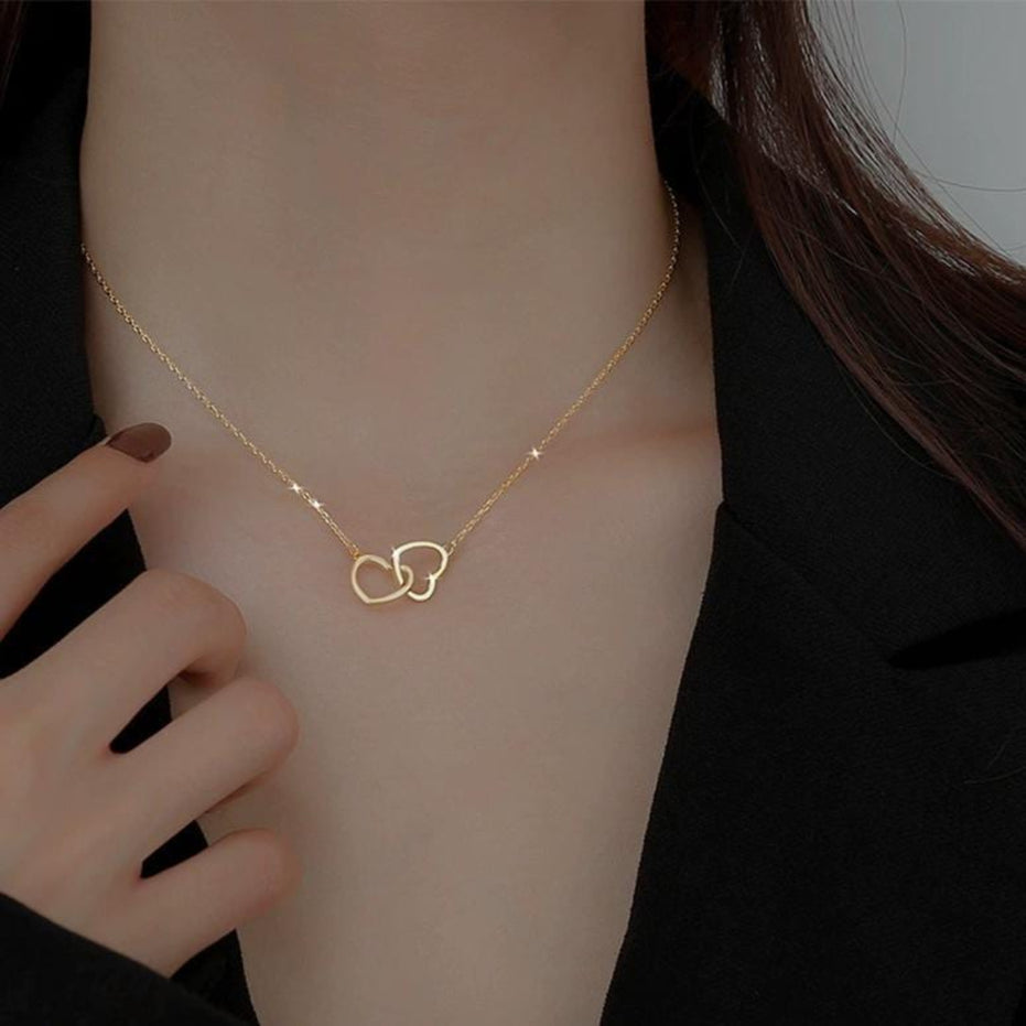 Double Heart Pendant Necklace