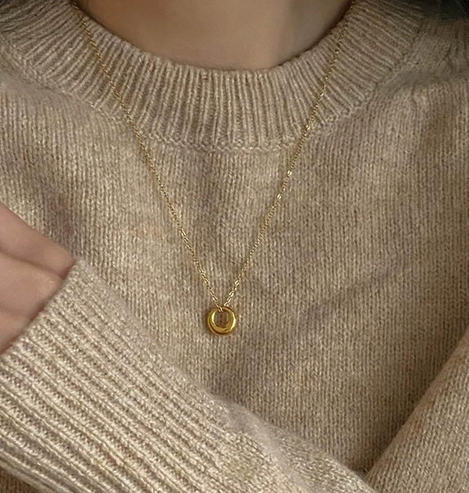 Gold Donut Pendant Necklace