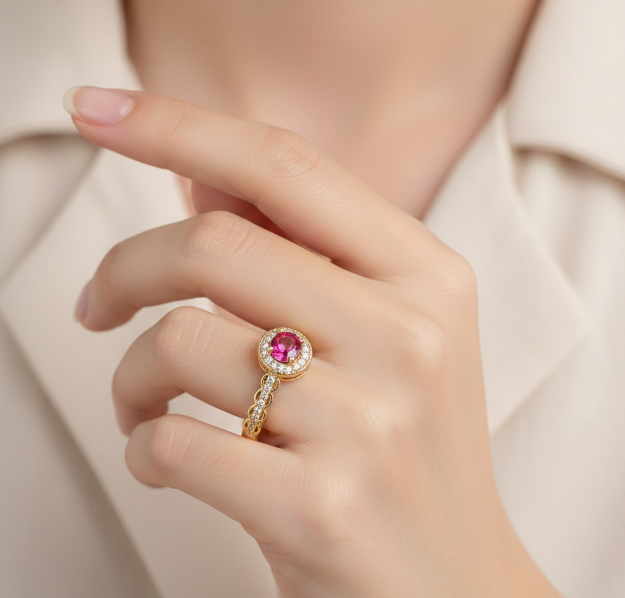 Ruby Halo Engagement Ring