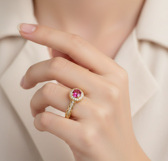 Ruby Halo Engagement Ring