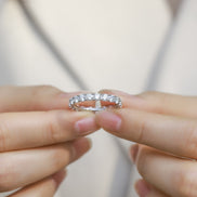 Geometric Hoop Diamond Ring For Women