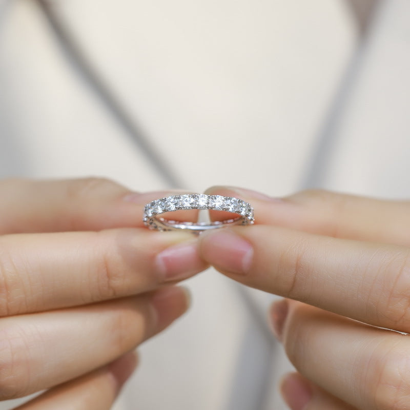 Geometric Hoop Diamond Ring For Women