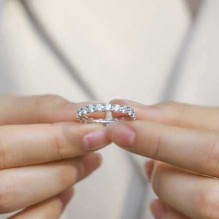 Geometric Hoop Diamond Ring For Women