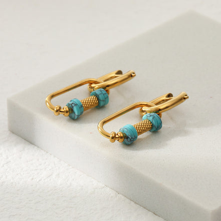 Gold Carabiner Drop Earrings for Women