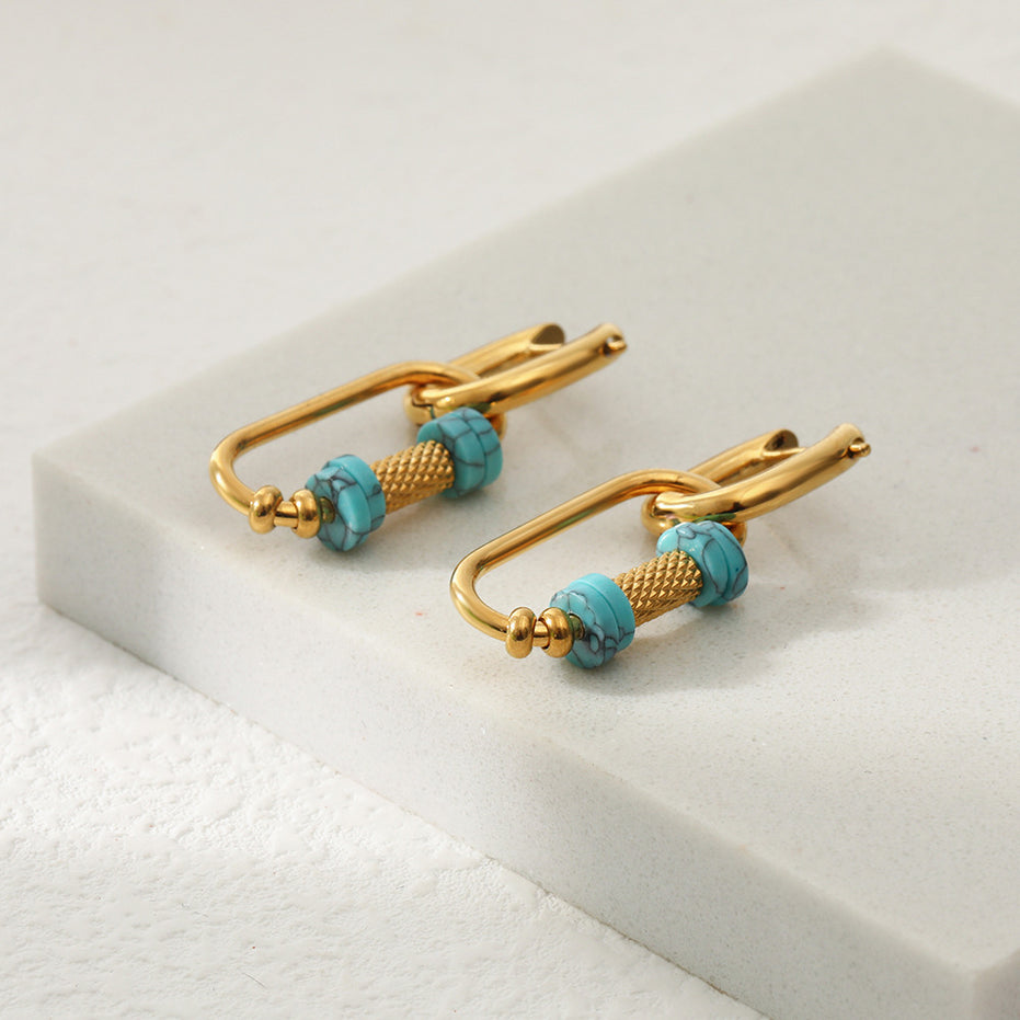 Gold Carabiner Drop Earrings for Women