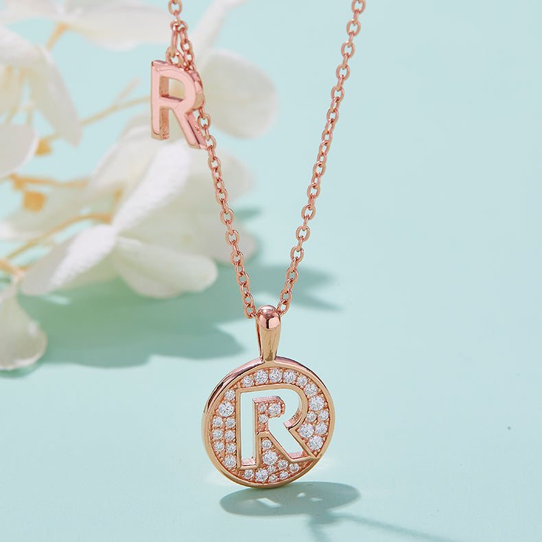 R Initial Moissanite Necklace