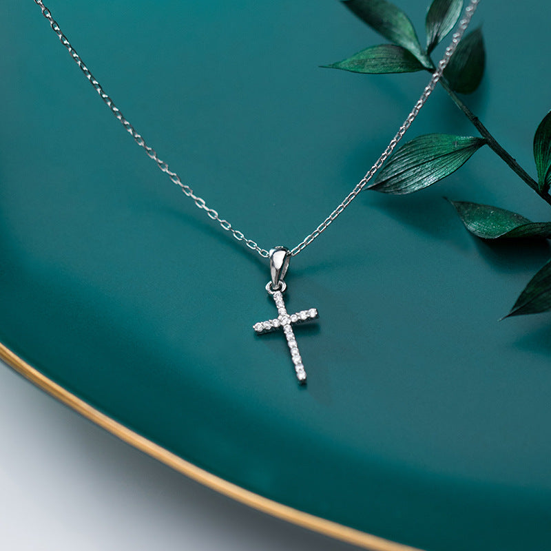 S925 Silver Full Diamond Cross Necklace