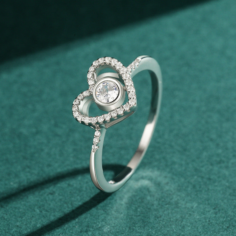S925 Silver Heart Diamond Ring for Women