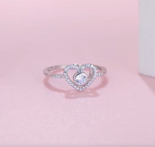 S925 Silver Heart Diamond Ring for Women