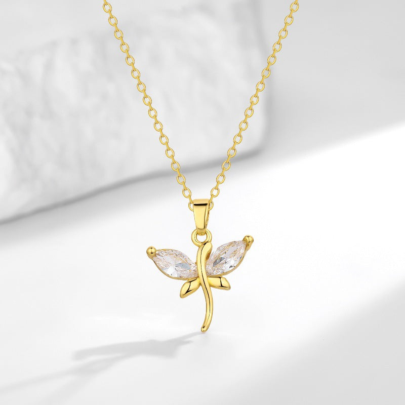 Zircon Dragonfly Necklace for Women