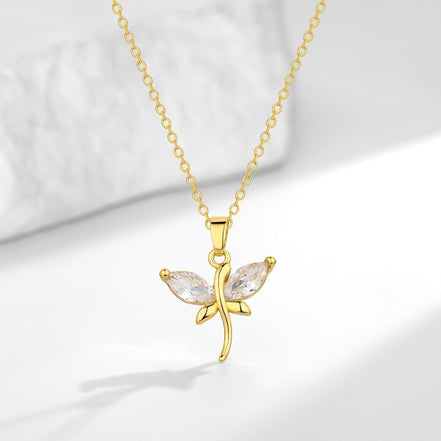 Zircon Dragonfly Necklace for Women