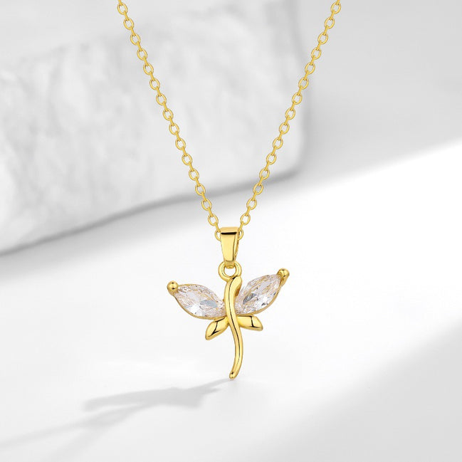 Zircon Dragonfly Necklace for Women